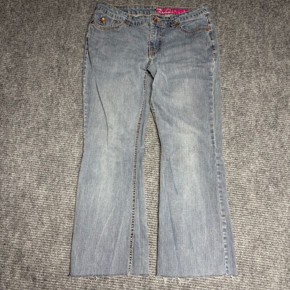 ELO Jeans Denim - ELO‎ Jeans Womens Size 11 Light Wash Bootcut Flare Denim Pants Raw Hem
